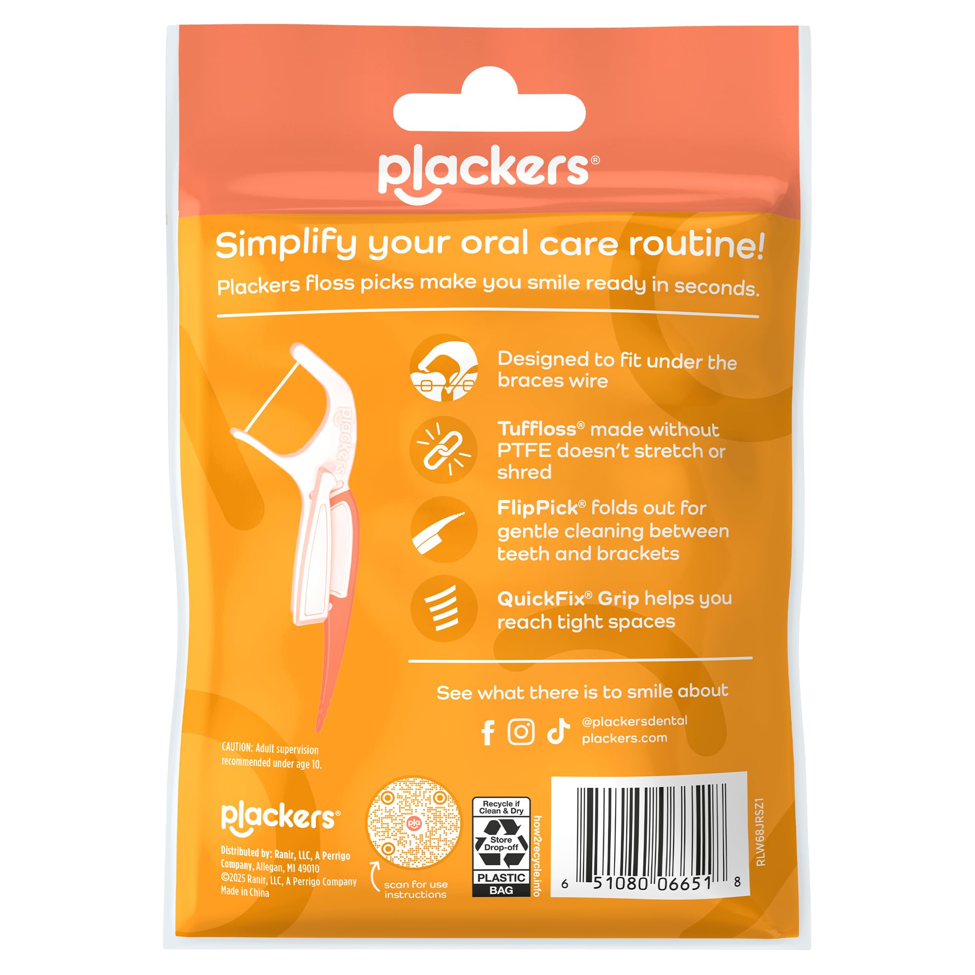 Plackers OrthoPick en un estuche de viaje, práctico para uso diario