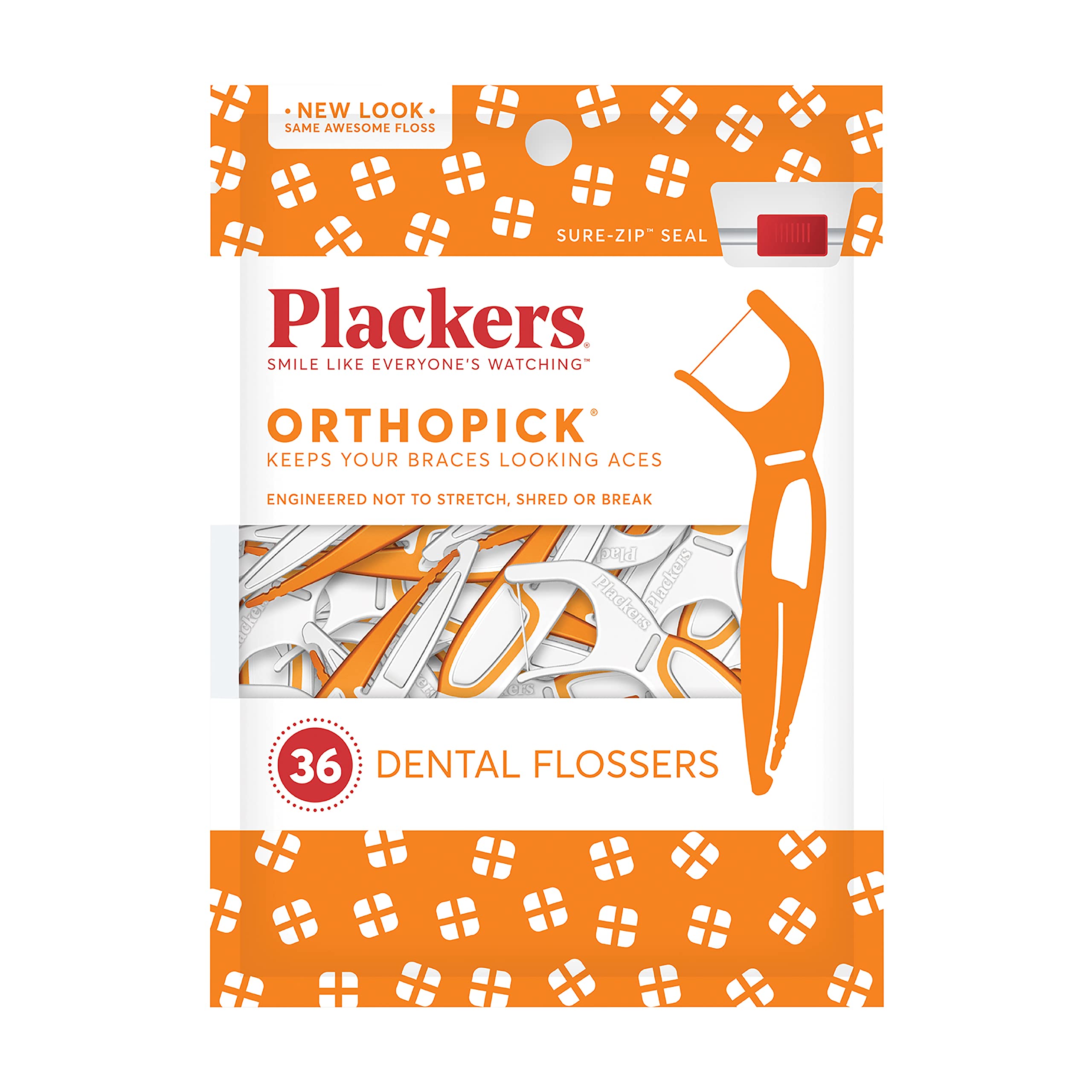Plackers OrthoPick empaque frontal mostrando unidades listos para uso