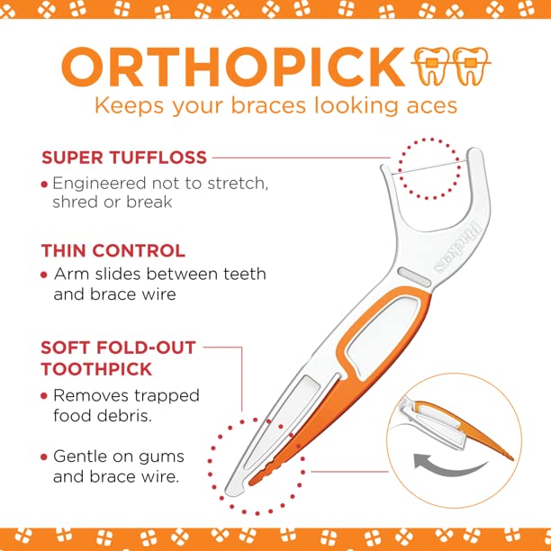 Plackers OrthoPick textura del palillo flexible que evita dañar brackets