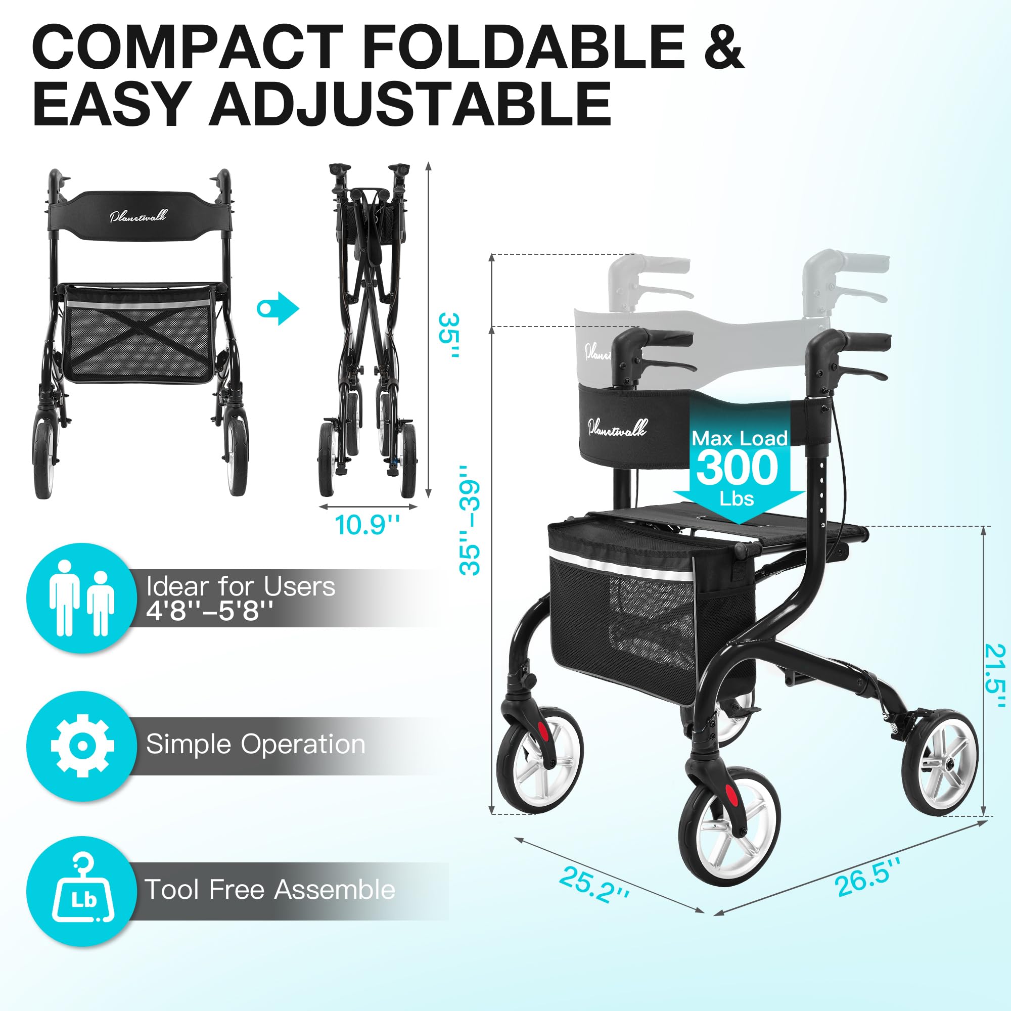 PLANET WALK detalle del asiento transpirable y cómodo para descanso seguro