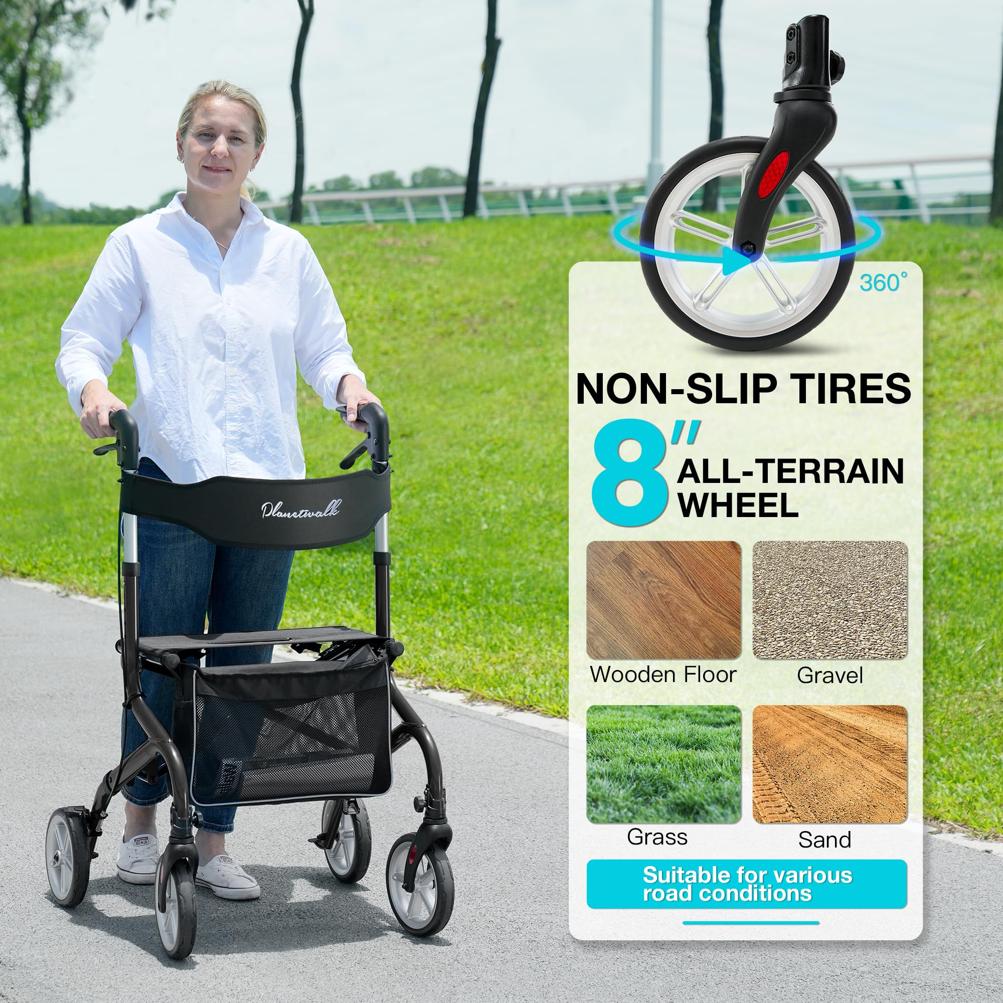 PLANET WALK ruedas de 8 pulgadas con dibujo antideslizante para mejor tracción