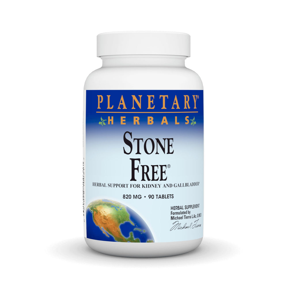 Planetary Herbals Stone Free vista frontal del envase con información clara y beneficio de soporte herbal