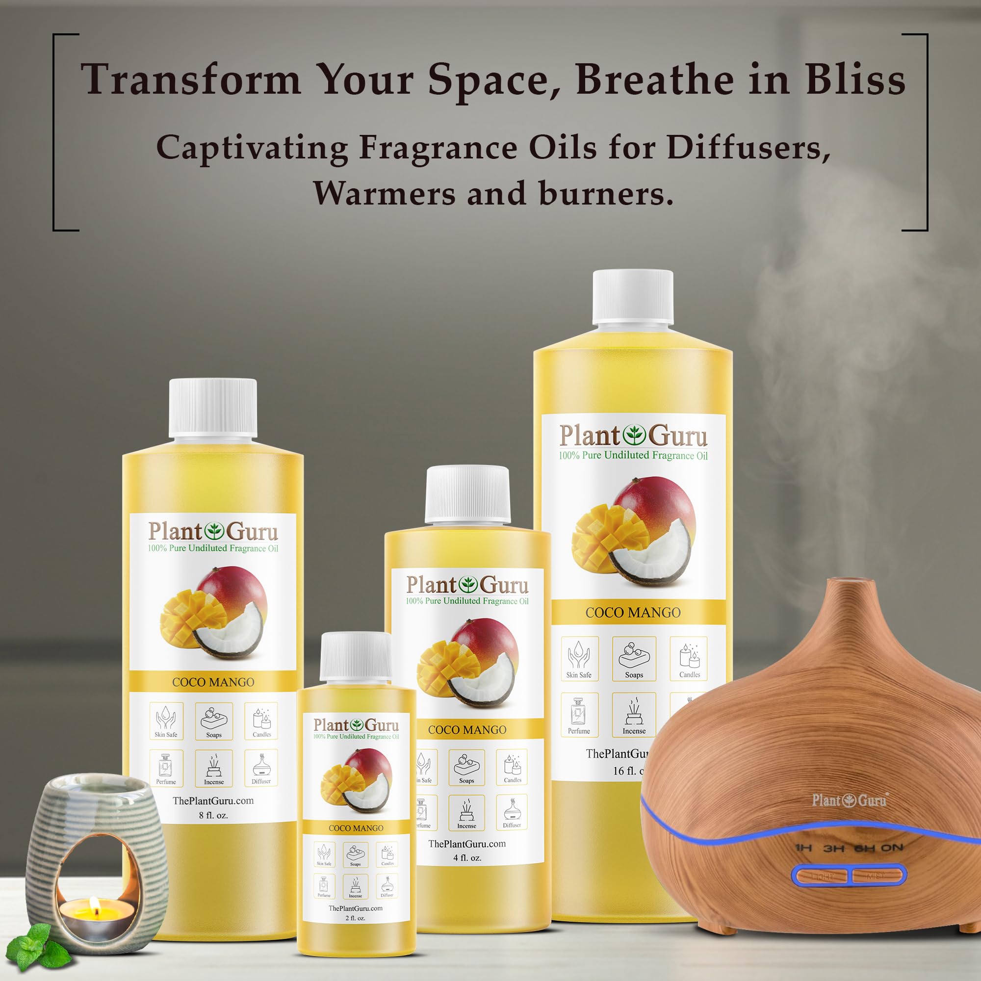Plant Guru gota de aceite textural destaca pureza y mezcla