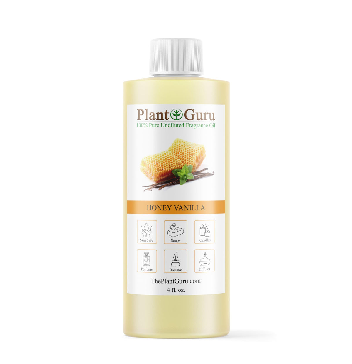 Plant Guru frasco frontal mostrando la etiqueta y aroma visible