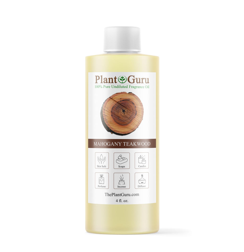 Plant Guru botella Mahogany Teakwood frente muestra elegante