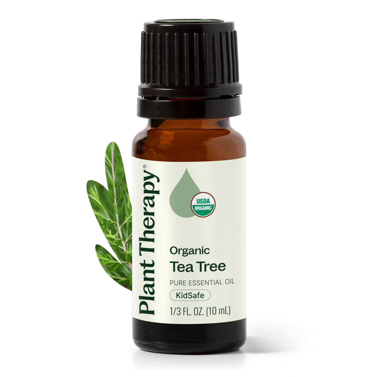 Plant Therapy frente del empaque mostrando botella y beneficios