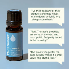 Plant Therapy gota del aceite en superficie mostrando textura relajante