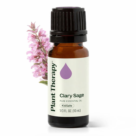 Plant Therapy clary sage vista frontal, presentación clara y profesional