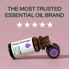 Plant Therapy clary sage gota de aceite en fondo neutro, textura pura