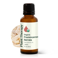 Plant Therapy frasco frontal 30 mL mostrando etiqueta orgánica y pureza