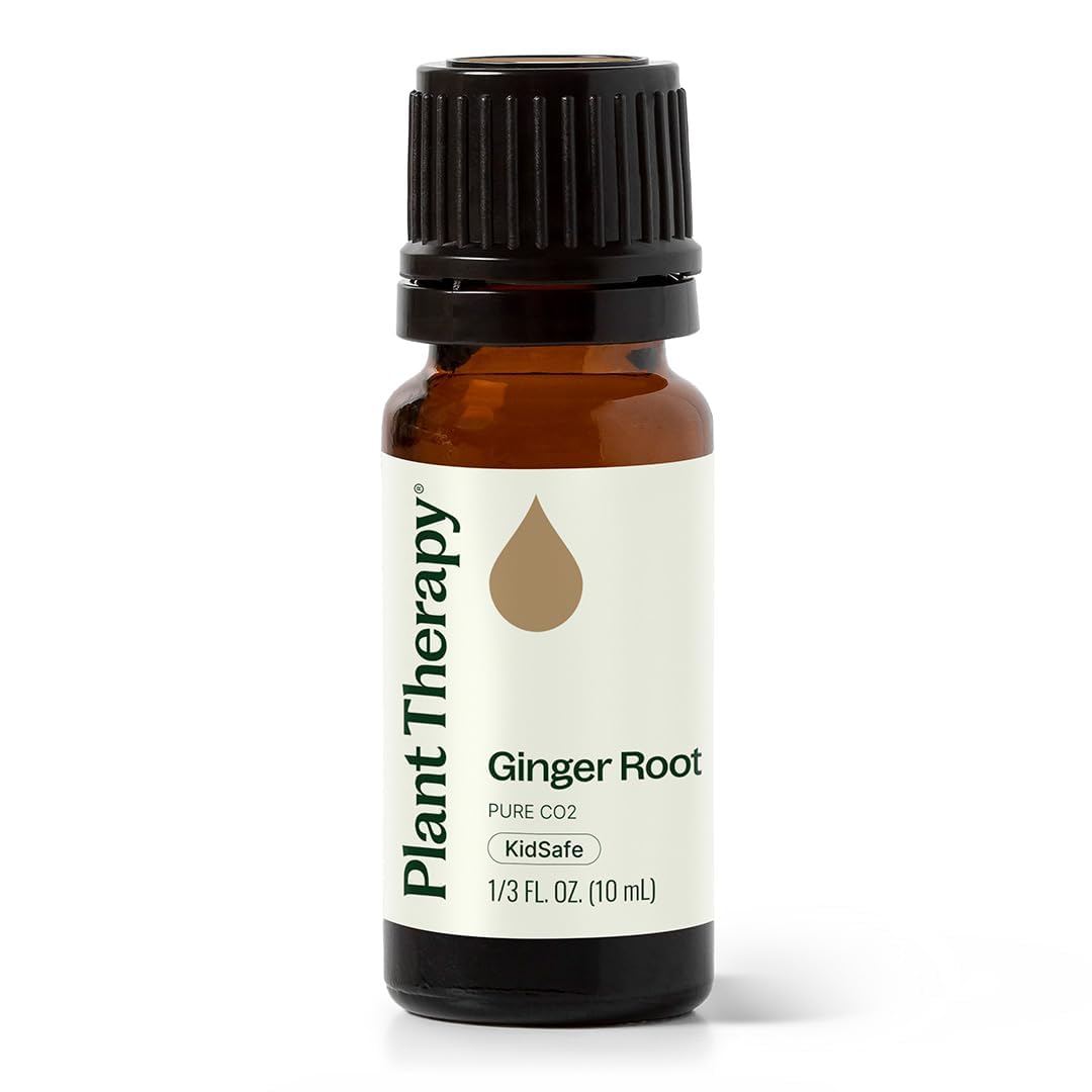 Plant Therapy botella frontal de Ginger Root CO2 mostrando etiqueta clara y volumen