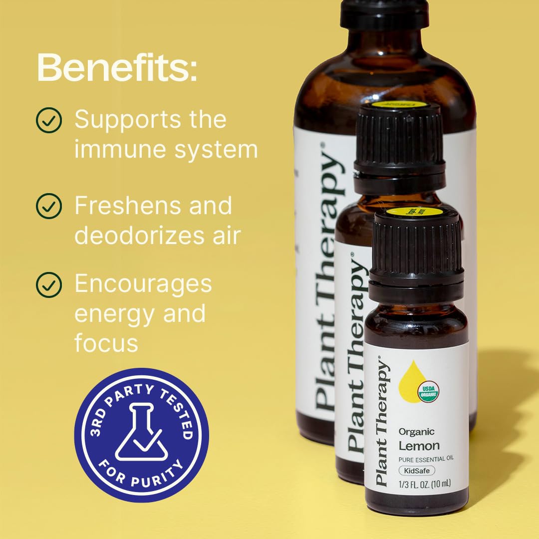 Plant Therapy etiqueta orgánica mostrando origen y pureza del aceite