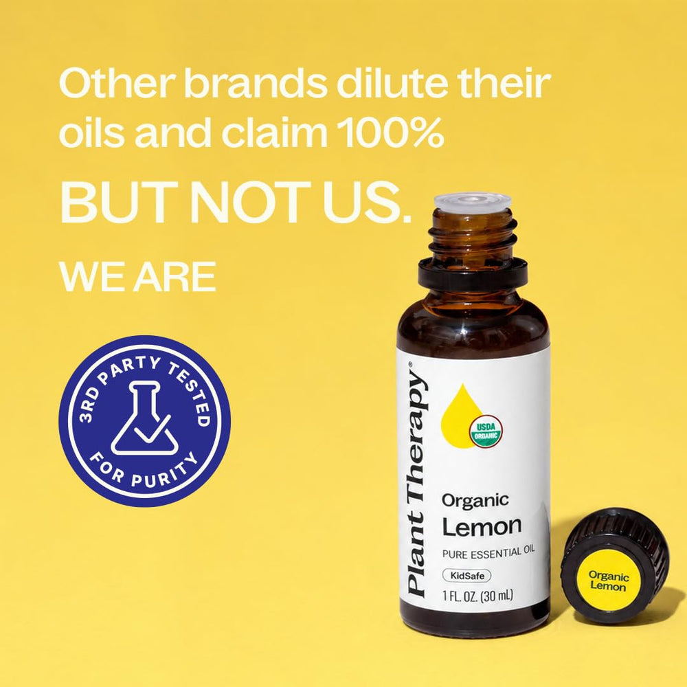 Plant Therapy botella junto a regla para comparación de tamaño