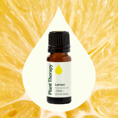 Plant Therapy gota de aceite sobre superficie, muestra pureza y color