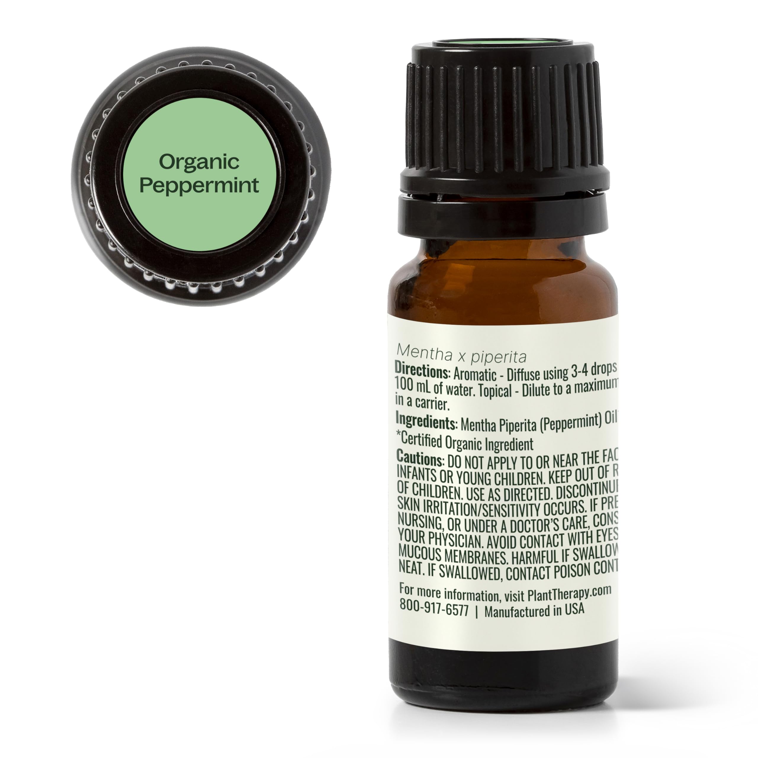 Plant Therapy hojas de menta que muestran origen orgánico