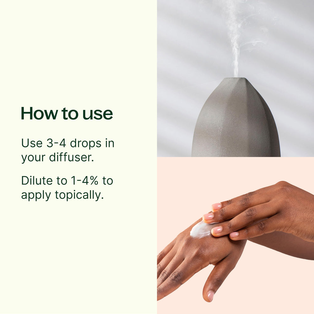 Plant Therapy gota de aceite sobre piel demostrando textura ligera y rápida absorción