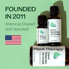 Plant Therapy botella de 30 mL junto a una moneda, referencia de tamaño práctico