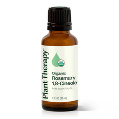 Plant Therapy envase frontal mostrando botella de romero orgánico, confianza en calidad