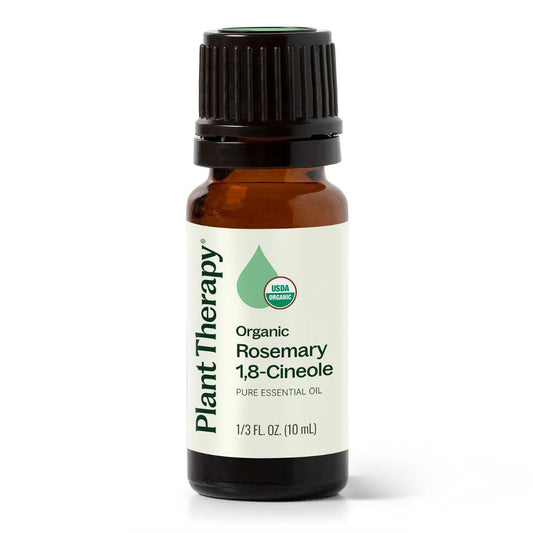 Plant Therapy romero botella frontal y beneficio aroma fresco