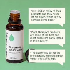 Plant Therapy aceite de romero sobre la mano mostrando textura ligera y absorción