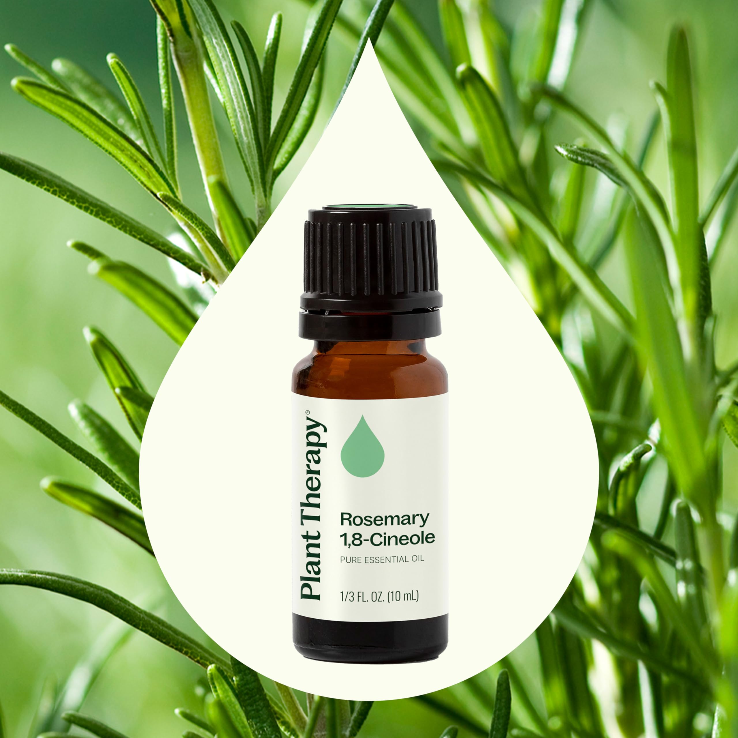 Plant Therapy gota de aceite de romero sobre la mano destacando textura ligera