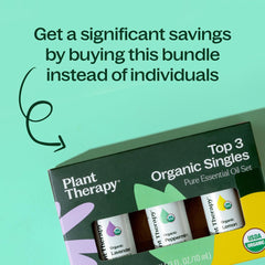 Plant Therapy botellas sostenidas en manos para comparar tamaño y portabilidad