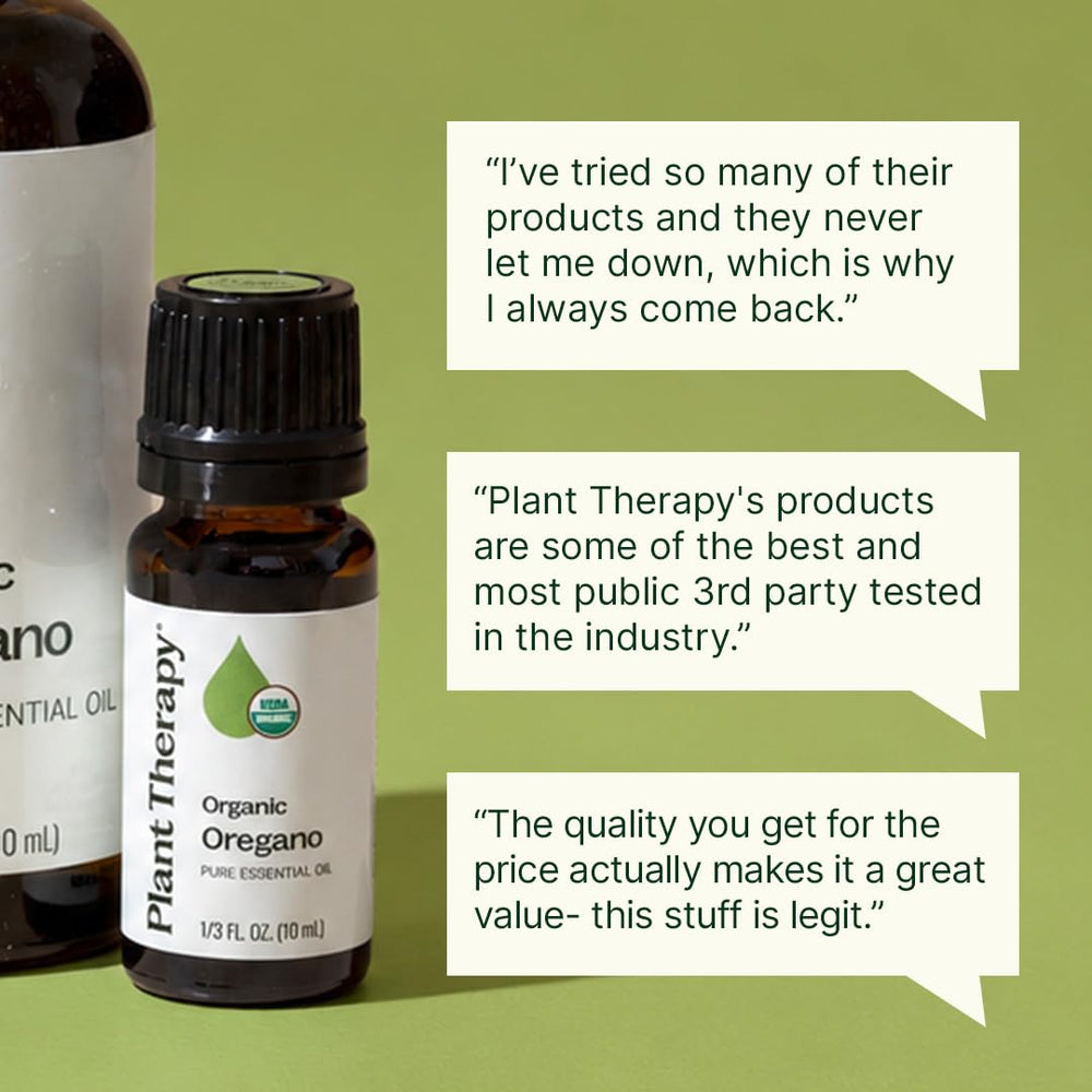 Plant Therapy gota de aceite sobre la palma que muestra color y textura, fácil dilución