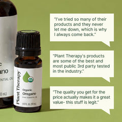 Plant Therapy gota de aceite sobre la palma que muestra color y textura, fácil dilución