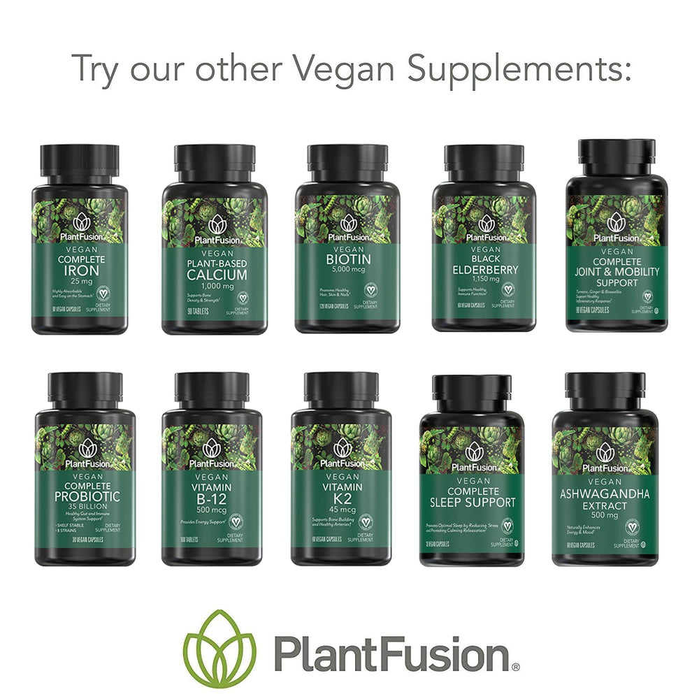 PlantFusion frasco abierto con 60 tabletas mostrando cantidad del envase