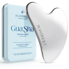 PLANTIFIQUE gua sha frontal en caja mostrando acabado premium y beneficio estético