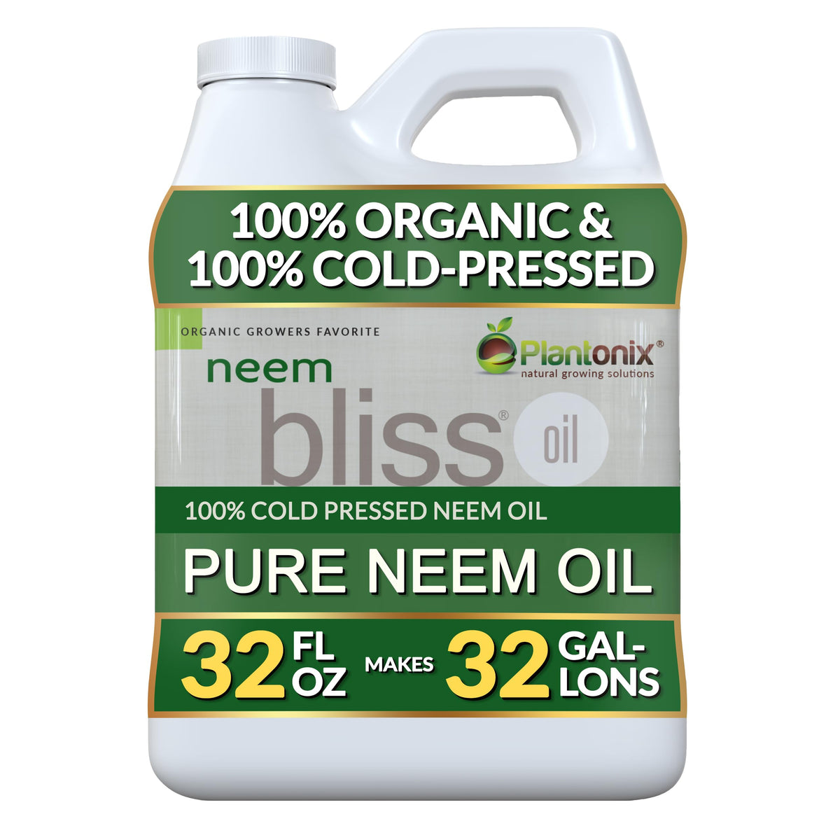 plantonix botella frontal de Neem Bliss mostrando etiqueta clara y puro