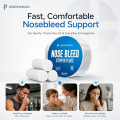 PlastCare USA perfil lateral del tapón nasal, diseño cómodo y seguro