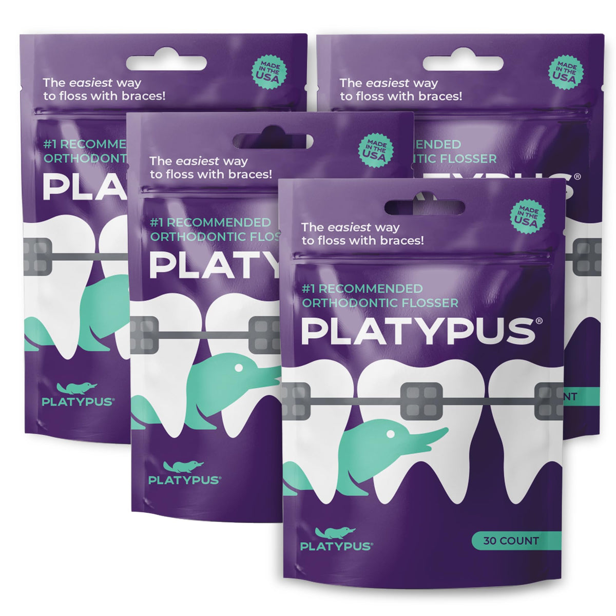 Platypus frente del empaque mostrando 4 packs y beneficio facilidad
