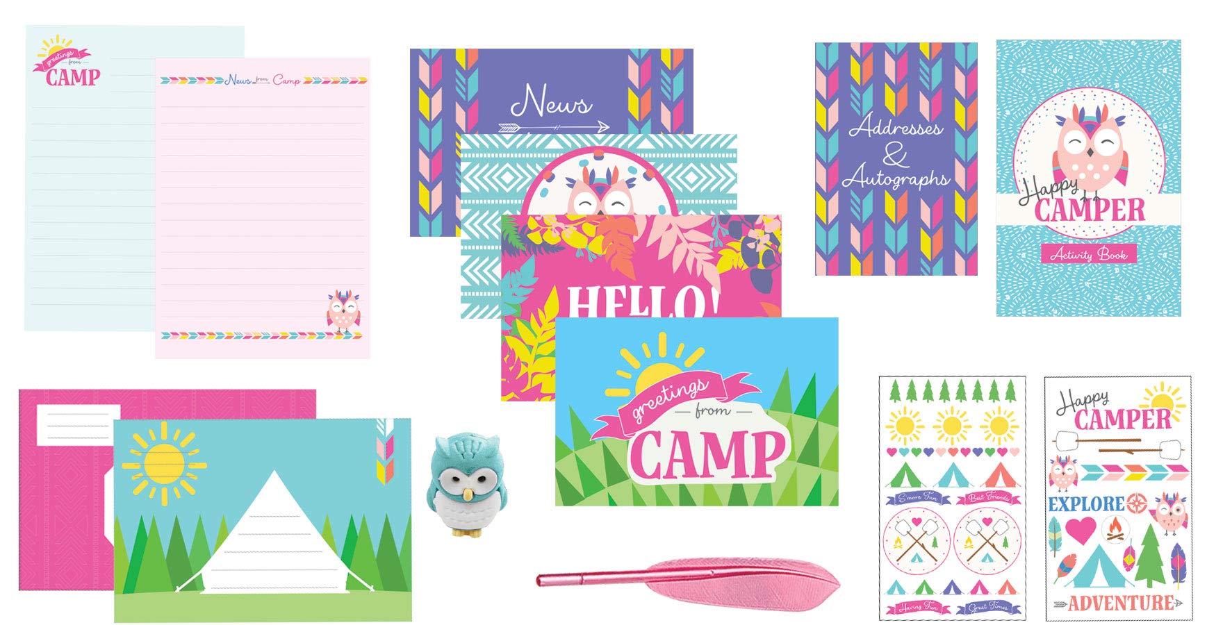 Playhouse sobres y postales apilados listos para enviar y decorar