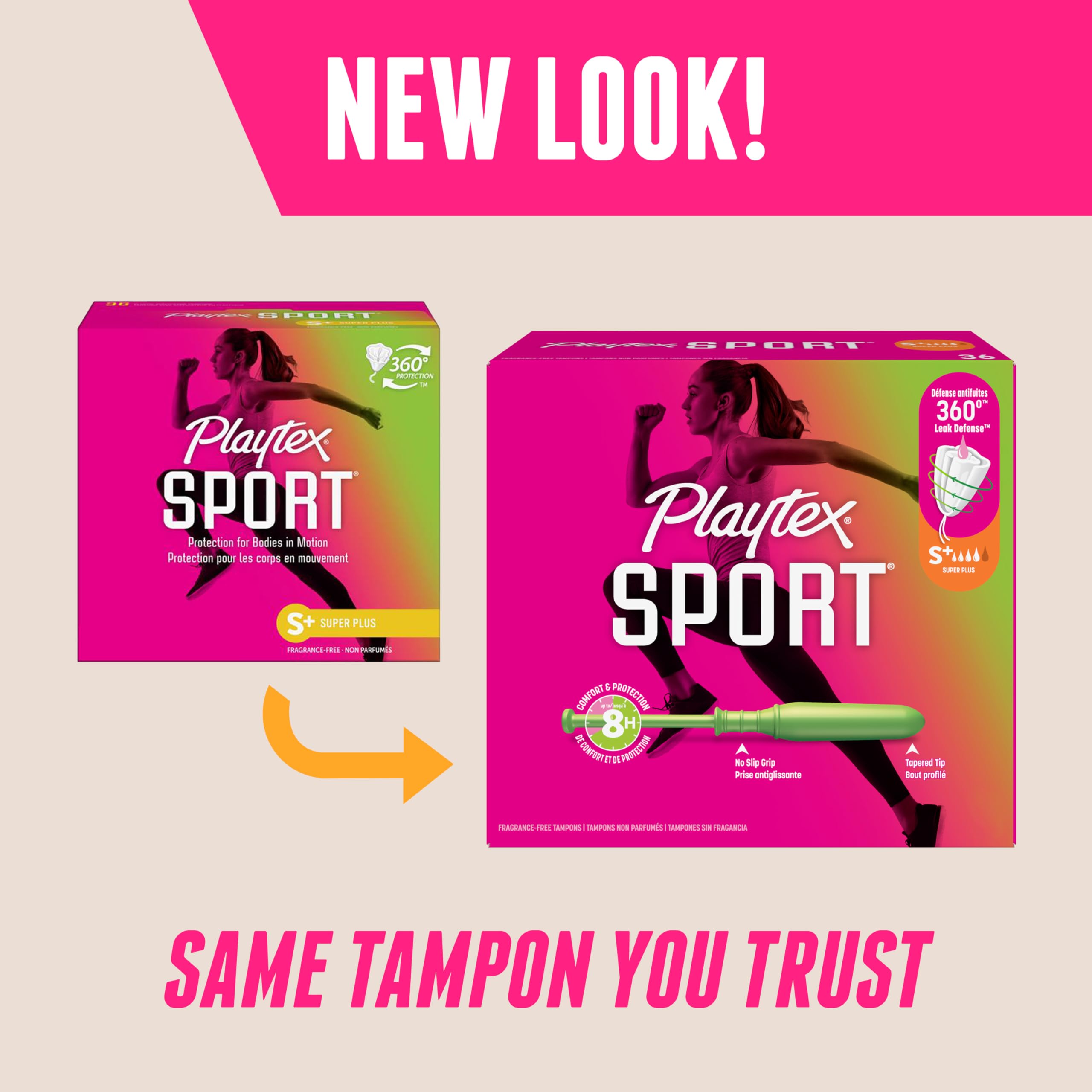 Playtex Sport detalle del aplicador cónico y agarre para inserción precisa