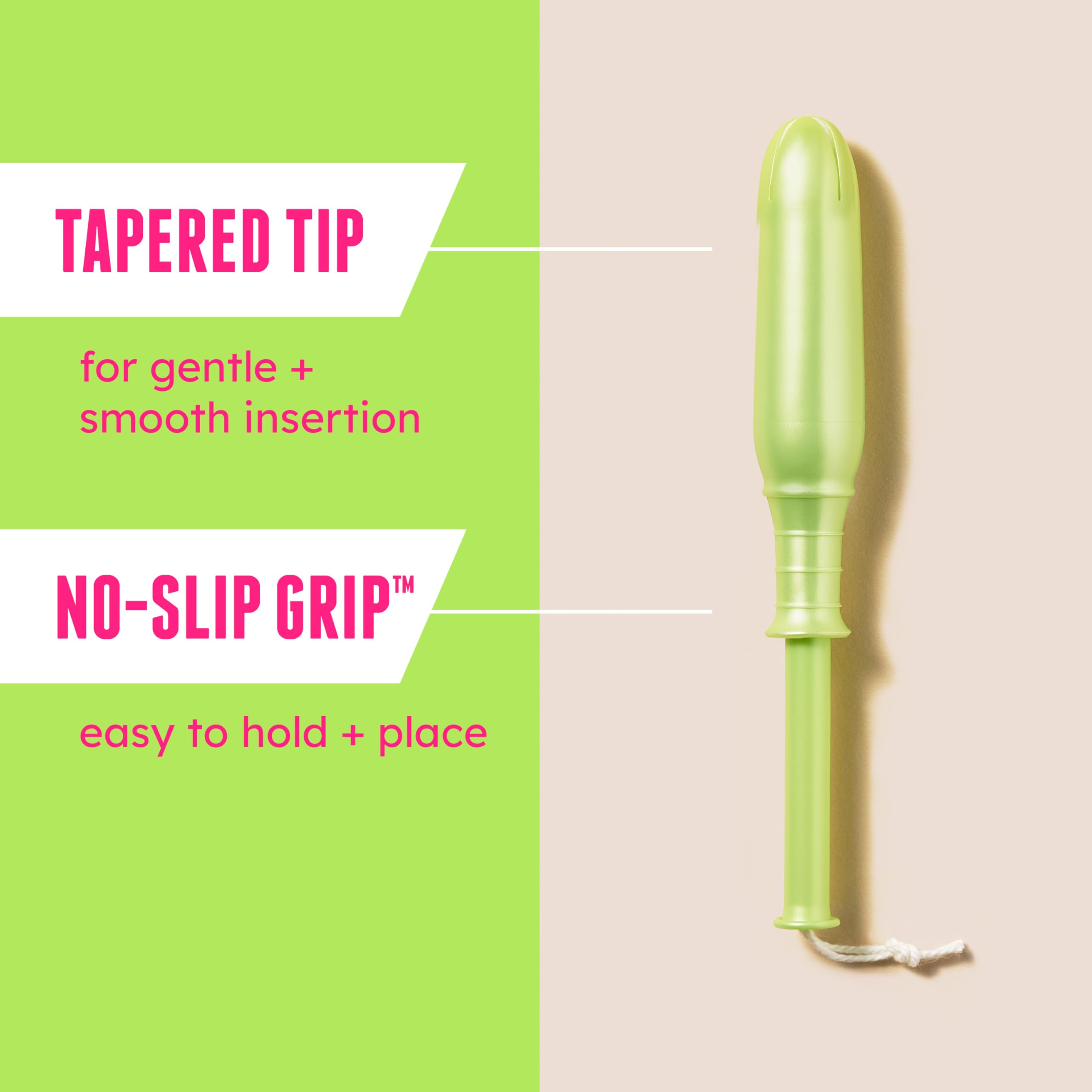 Playtex empaque abierto con un tampón listo para uso demostrando facilidad