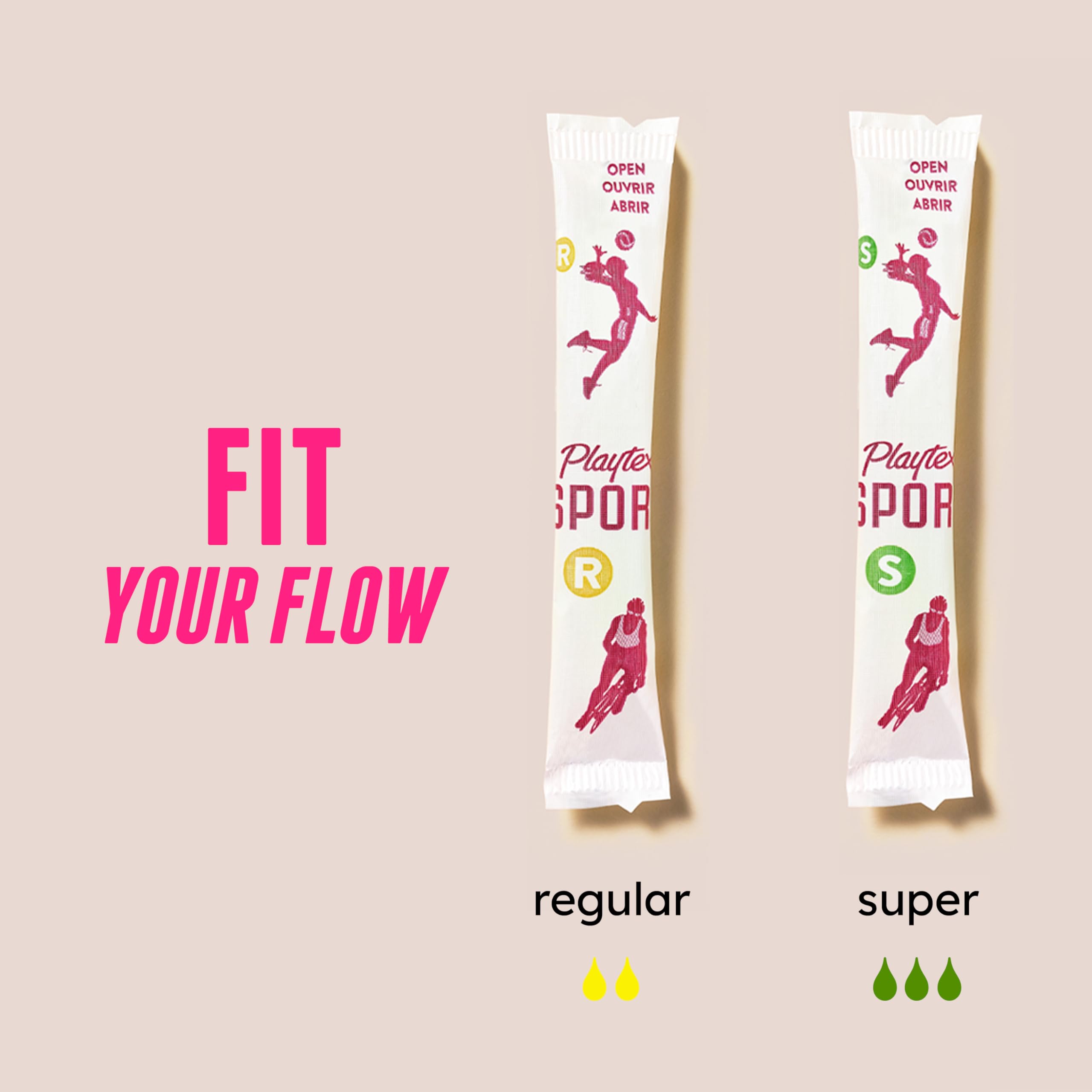 Etiqueta informativa Playtex Sport con características y elegibilidad FSA HSA
