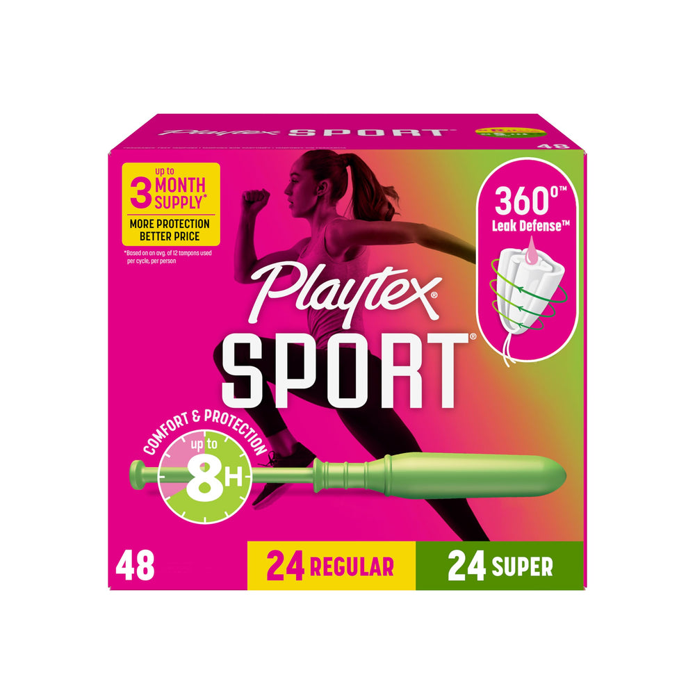 Playtex empaque frontal que muestra multipack y beneficio deportivo