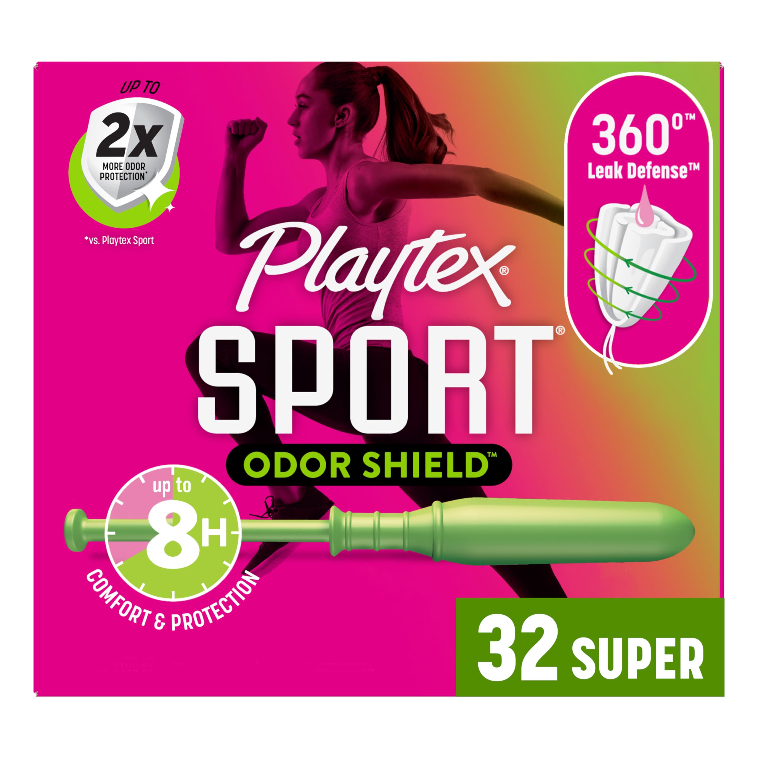 Playtex empaque frontal mostrando protección deportiva y sin fragancia