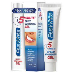 Plus White gel envase frontal mostrando tamaño 2 oz y aplicación precisa