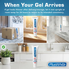Plus White textura del gel a primer plano, consistente y no abrasiva