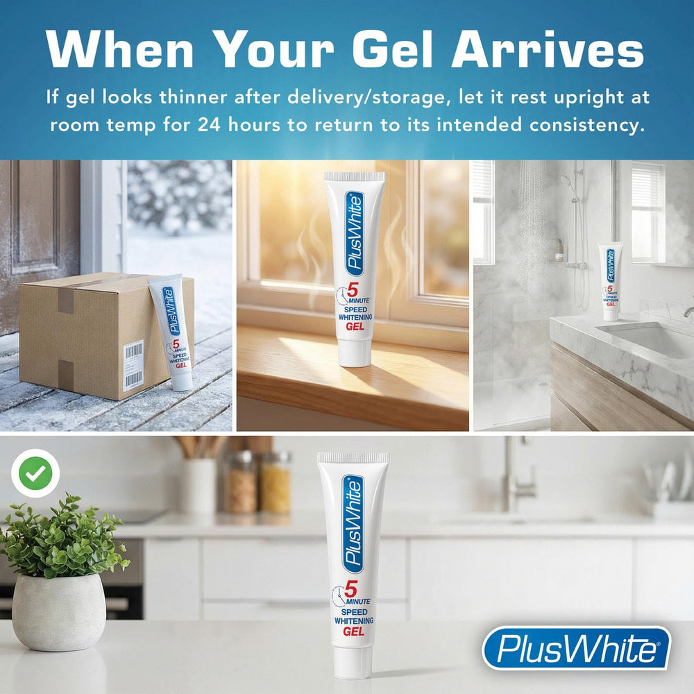 Plus White textura del gel en primer plano, consistencia no abrasiva facilitada
