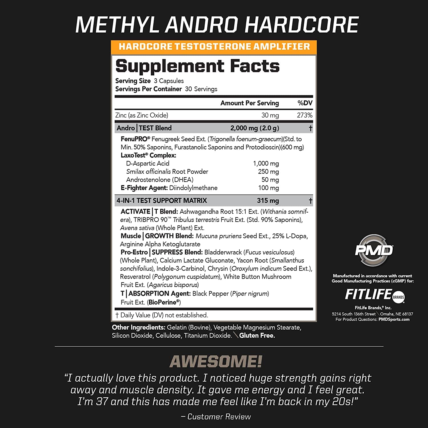 PMD detalle de etiqueta con lista de ingredientes clave y claridad