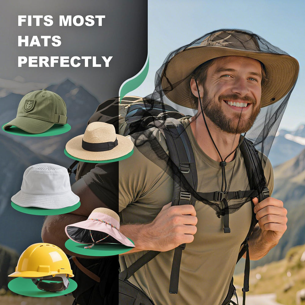 Pmxary persona usando mosquitero en pesca, disfrute sin picaduras