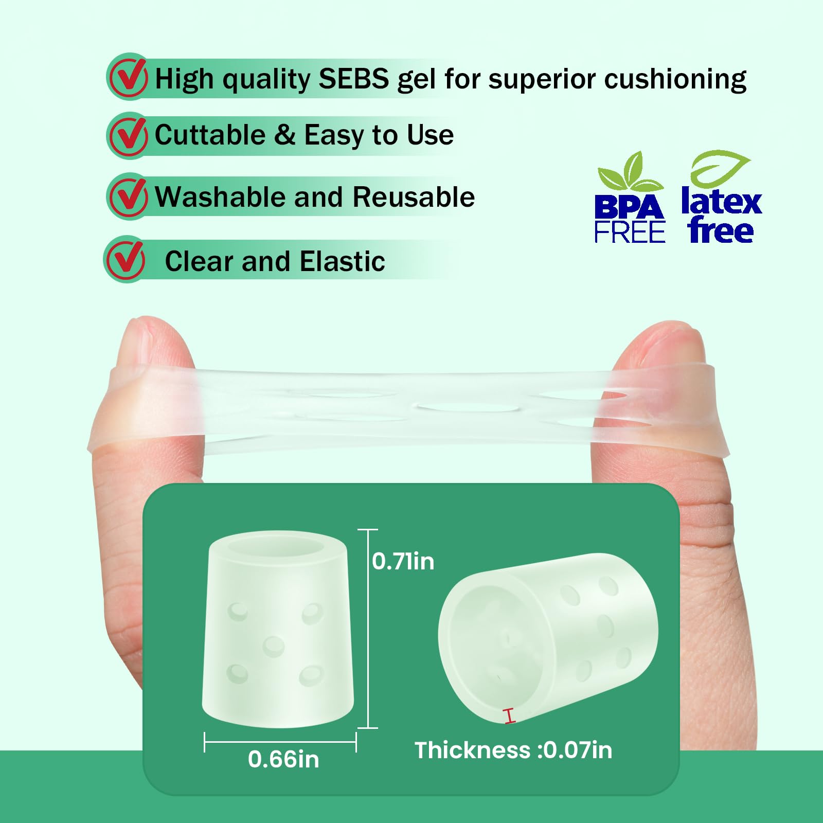 Pnrskter protector colocado en dedo mostrando ajuste cómodo