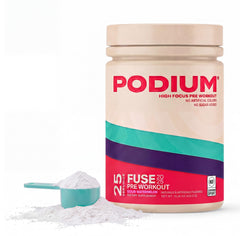 Podium Nutrition Fuse 2025 vista frontal mostrando envase y sabor Sour Watermelon