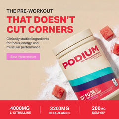Podium Nutrition Fuse 2025 etiqueta con ingredientes y dosis transparentes
