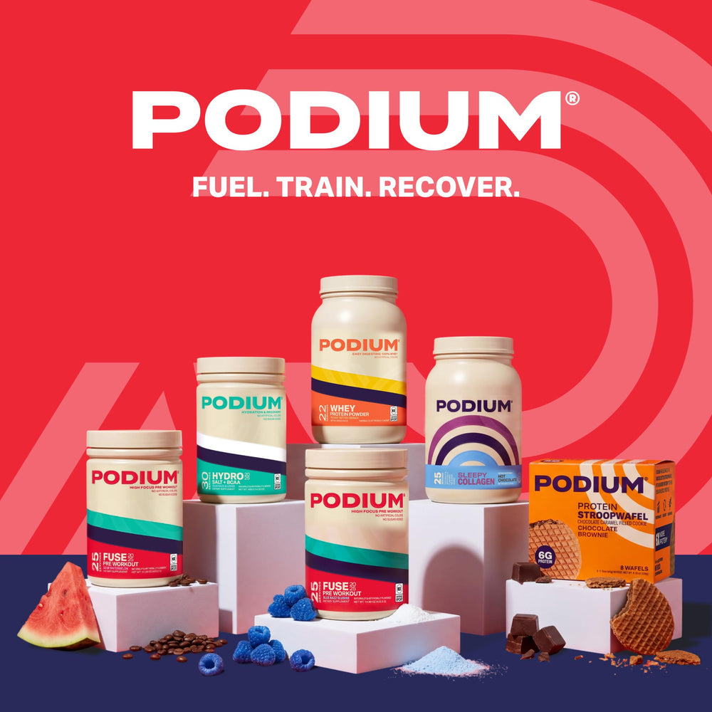 Podium Fuse en contexto lifestyle con deportista calentando, preparado para entrenar más fuerte