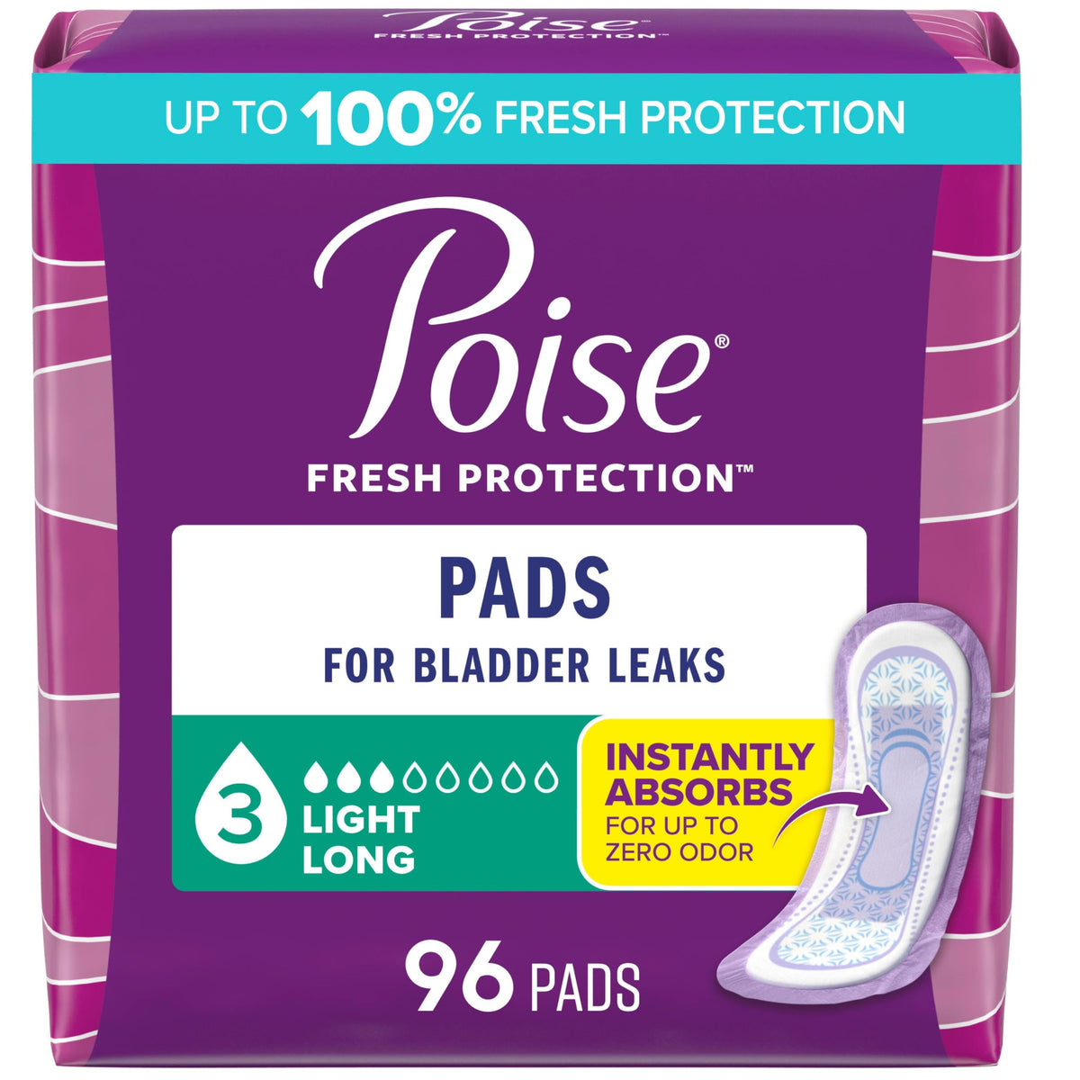 Poise almohadilla frontal en paquete muestra protección discreta