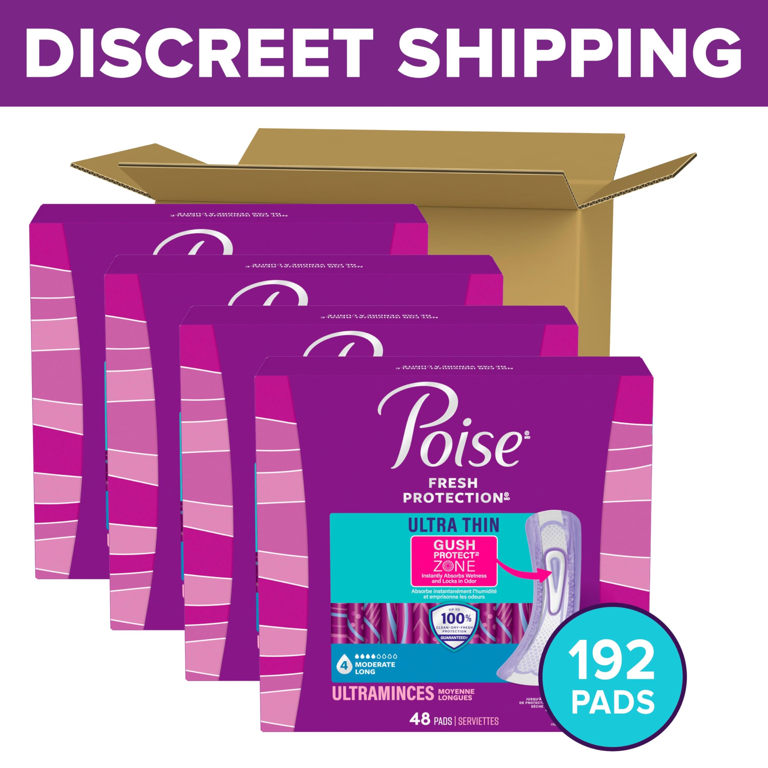 Detalle de la compresa Poise mostrando textura suave y delgadez para comodidad